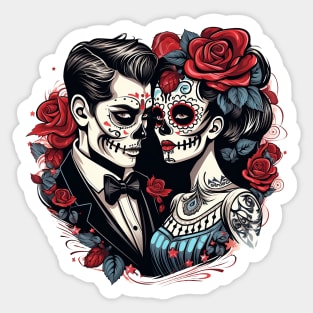 Bride and Groom Day of the Dead Skull Candy graphic Sticker